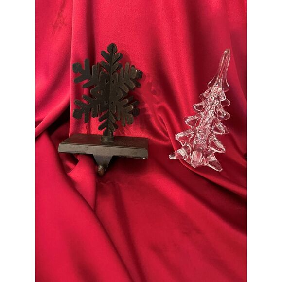 Christmas Stocking Holders, Murano-Style Crystal Tree Figurine 3 Holiday Pieces - Picture 2 of 6